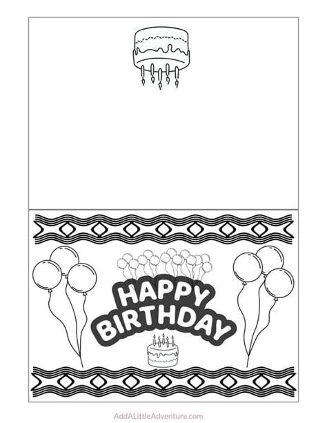 Coloring Pages Foldable Printable Birthday Cards To Color